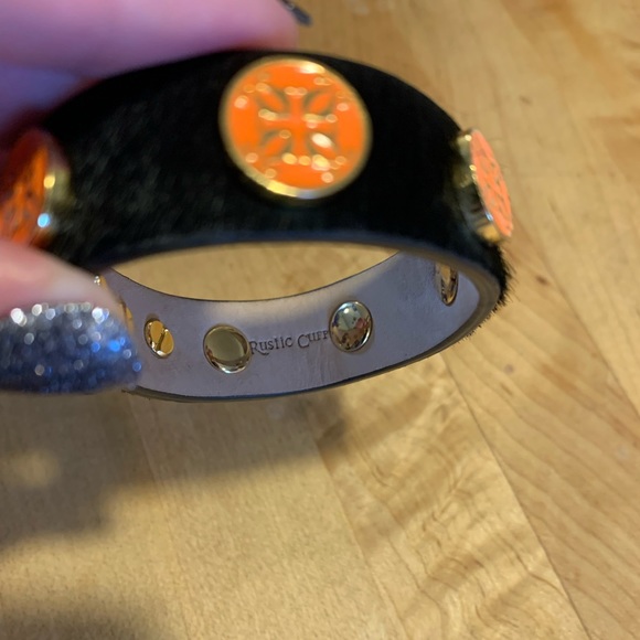 Rustic Cuff Black And Orange Bangle - Picture 4 of 4